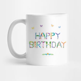 Happy Birthday - Tropical Word Art Mug